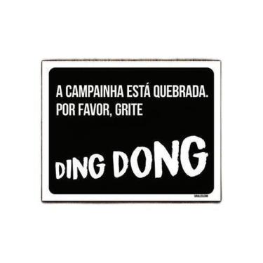Imagem de Kit 3 Placas Decorativa - Campainha Quebrada Grite Ding Dong