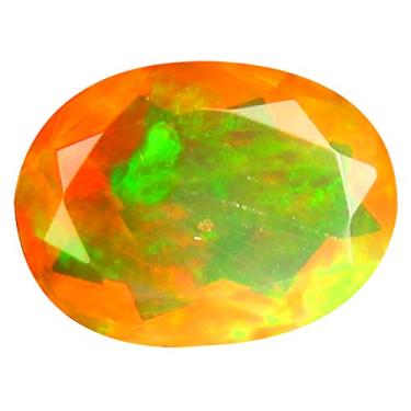 Imagem de 1,20 ct AAA+ Qualidade da pedra preciosa corte oval (9 x 7 mm) opala arco-íris não aquecida genuína e extraída da pedra preciosa solta da Terra