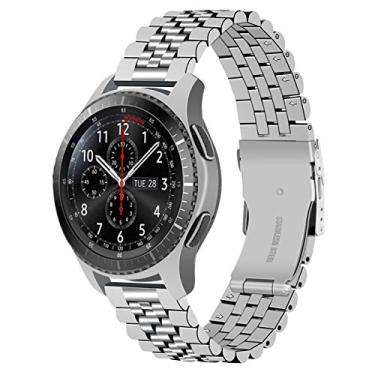 Imagem de Juntan Pulseira de relógio inteligente 3D compatível com Samsung Galaxy Watch 46 mm Gear S3 Frontier/Classic 22 mm prata