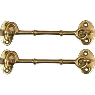 Imagem de A29 Conjunto de 2 ganchos de cabine, 12 cm, trava de ferro, travas de porta de cabine, trava de gancho de trava de faixa de janela, acabamento laqueado polido