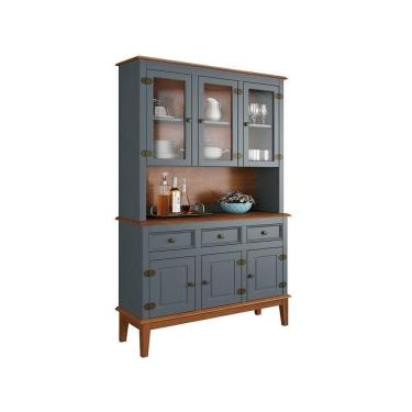 Imagem de Arca E Oratório 6 Portas E 3 Gavetas - Madeira Maciça Cinza