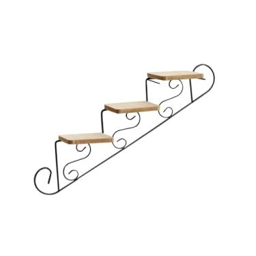 Imagem de IEUDNS Planta suporte escada prateleira decorativa suporte de montagem na parede pendurado flor prateleira para banheiro sala estar quarto interior, para baixo