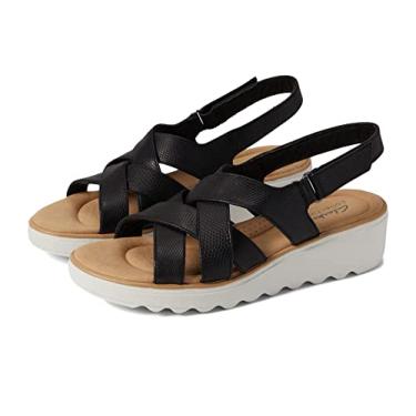 Imagem de Clarks Sandália feminina Jillian Spring Wedge, Couro preto, 41