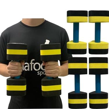 Imagem de Kit 2 Pares Halteres Hidroginástica em EVA P 1-2kg e M 2-3kg Preto/Amarelo Dafoca Sports