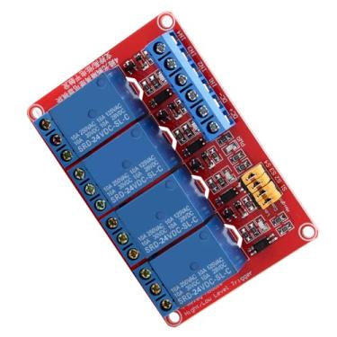 Imagem de Módulo de relé de Acoplador óptico Akozon, Placa de Módulo de Acionamento Alto/baixo de 4 Canais Com Indicador de Energia, Versátil 5V/12V/24V para Aplicações Industriais