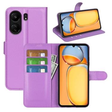 Imagem de Kezaizhe Capa flip para Xiaomi Redmi 13C 4G LTE carteira de couro PU capa protetora magnética para celular Xiaomi Poco C65 Folio Book Cover com suporte (roxa)