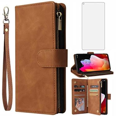 Imagem de Asuwish Compatível com TCL 10L / TCL 10 Lite capa carteira e protetor de tela de vidro temperado capa flip couro suporte suporte acessórios celulares capas de telefone para Android TCL10L TLC 10L