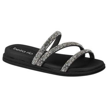 Imagem de Rasteira Papete Três Tiras Strass Beira Rio 8488.108 (35, Preto - Boreal)