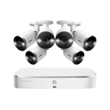 Imagem de 4K Ultra HD IP de 8 canais NVR sistema com 6 inteligente Dissuasão 4K 8MP câmeras IP, 150ft Night Vision, 2 TB de disco rígido, capacidades de fusão