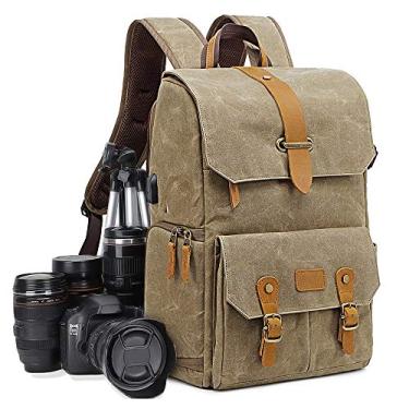 Imagem de UBAYMAX Mochila para câmera, DSLR SLR à prova d'água, de lona, para câmera, mochila para laptop de 15,6 polegadas, bolsa de viagem para câmera Canon, Nikon, Sony, e acessórios de tripé de lente