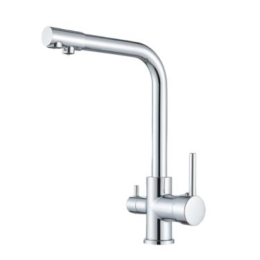 Imagem de Torneira de filtro de água de cozinha Torneira misturadora de água potável Rotação de torneira de purificação de água Torneiras de cozinha Guindaste, cromado polonês C