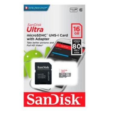 Imagem de Cartão Memória Micro Sdxc Sandisk 16gb Ultra Com Adaptador