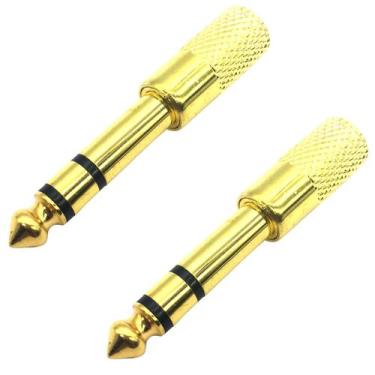 Imagem de KIT 2 Plug adaptador conector p10 stereo dourado MXP ADP10S
