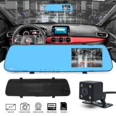 Imagem de Kit Retrovisor c/ Tela + Câmera Frontal e Ré Traseira Onix 2017 2018 2
