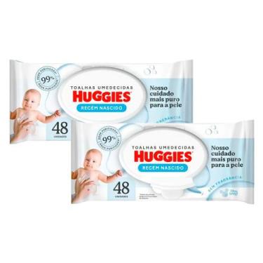 Imagem de Kit 2 Lenços Umedecidos Huggies Recém Nascido 48 Unidades