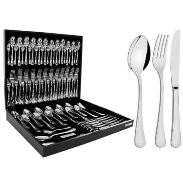 Imagem de Faqueiro Tramontina Zurique em Aço Inox com Estojo de Madeira 76 Peças