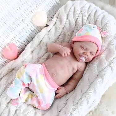 Imagem de NURSDZ Bebe Reborn Silicone Realista Menina,Livre Movimento do Tronco,Todo o Corpo Pode Ser Lavado,Cabelo Implantado à Mão,Vem com Acessórios, Mamadeiras, Chupetas, Etc.,Menina