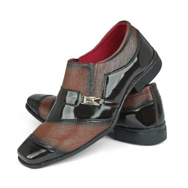 Imagem de Sapato Social Masculino Marrom Com Cappuccino Super Confortável e Esti