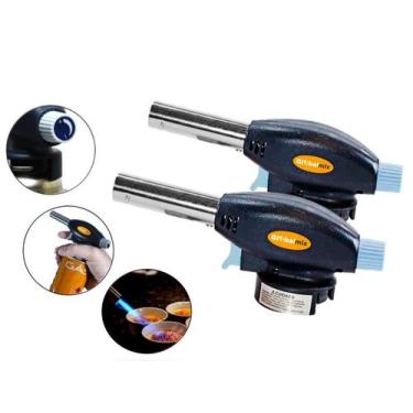 Imagem de Kit 2 maçarico portatil com controle de chama manual gourmet culinário