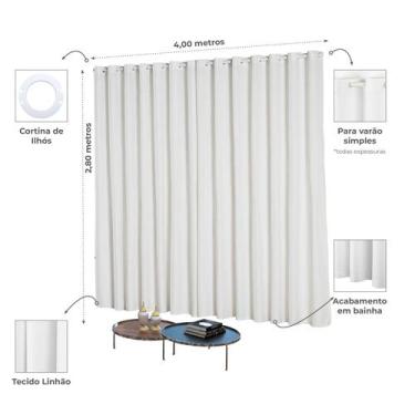 Imagem de Cortina Sala Quarto Castele Linhão Cru 4,00m x 2,80m - Paulo Cezar Enx