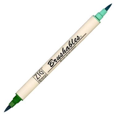 Imagem de Caneta Brushables Ponta Dupla Kuretake Escolha a Cor, VERDE