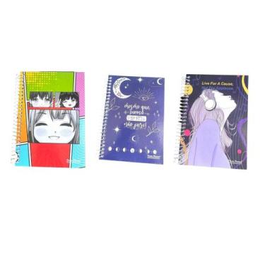 Imagem de Caderno Espiral Capa Dura com 96 folhas cada de 1/4  kit 3un - Elite, 