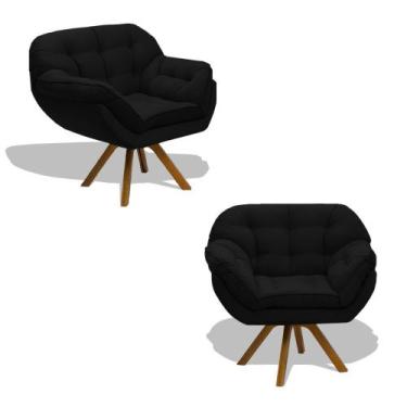 Imagem de Kit 02 Poltrona Miami Cadeira Robusta Base Giratória Fibra Silicone Sa