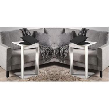 Imagem de Porta Revistas 2 Mesas Canto 2 Mesa Namur Branco 65cm Altura - Colomi