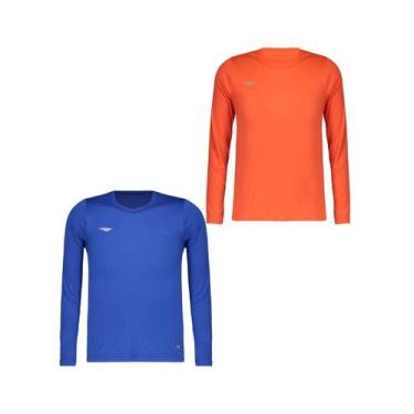 Imagem de Kit 2 Camisas Penalty Matis Manga Longa Infantil, Azul, Laranja, 02