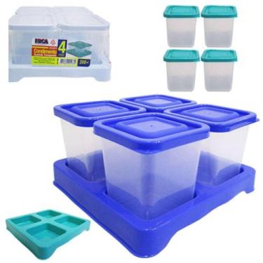Imagem de Porta Condimento De Plastico Verde Quadrado Kit Com 4 Pecas - Esca pla
