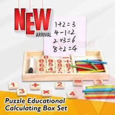 Imagem de Calculadora Infantil Educativa Caixa de cálculo de matemática de madei