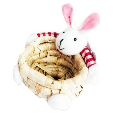 Imagem de Cesto De Palha Com Coelhinho Para Páscoa Caça Aos Ovos 1 Und - Wincy, 