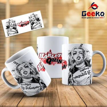 Imagem de Caneca Harley Quinn Arlequina Geeko, Branco, 325ml