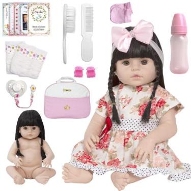 Imagem de Bebê Reborn Menina Baby Vestido Florido Bolsa Maternidade - Cegonha Re