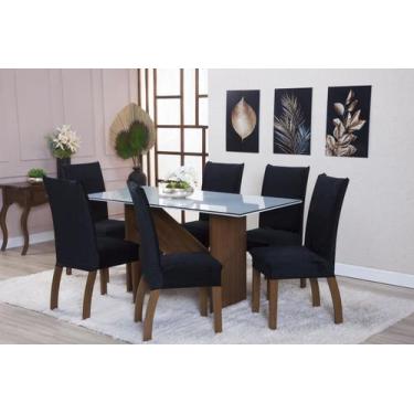 Imagem de Kit de Capas de Cadeira Estofada 4 Lugares Suede Aveludado Mesa de Jan