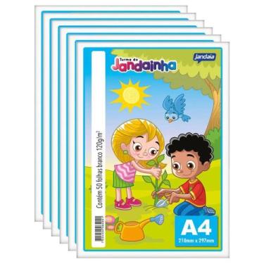 Imagem de 6 Pacotes Papel Desenho A4 120g Branco 50 Folhas Jandainha - JANDAIA