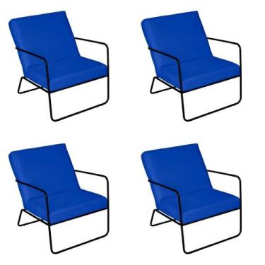 Imagem de KIT 4 Poltrona para Descanso Iza Base de Ferro Preto Jardim Varanda ma