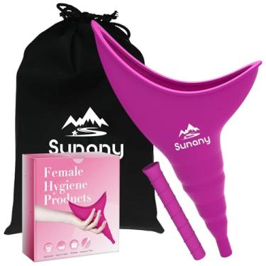 Imagem de Dispositivo de urinação feminino, reutilizável para mictório feminino de silicone que permite que as mulheres façam xixi em pé, o urinário feminino portátil é a companhia perfeita para acampar, ao ar livre, viagens (fúcsia)