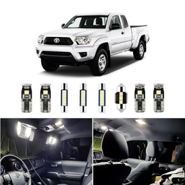 Imagem de Lâmpadas interiores LED brancas super brilhantes 6000K - para Toyota Tacoma 2016 2017 2018 2019 2020 2021 2022 acessórios - O pacote inclui 9 luzes LED + ferramenta de instalação
