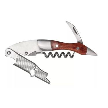 Imagem de Genérico Aço Inoxidável e Madeira Rosewood Abridor de Garrafas Sommelier Pro Dobrável