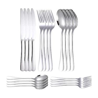 Imagem de 20x s Colher s Conjunto Lou?a a?o Inoxidável Colher Conjunto Utensílios Conjunto Talheres Conjunto de Talheres para Mochila/841(Prata)