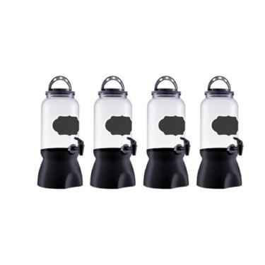 Imagem de Kit 4 Suqueira Com Suporte E Torneira 3,6lt Lousa Multiuso (Preto)