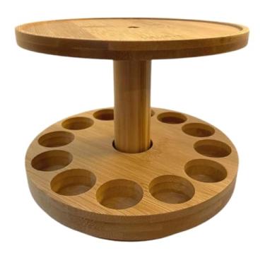 Imagem de Suporte de exibição de óleo essencial de bambu, suporte criativo de mesa, suporte de óleo essencial de camada dupla para quarto, estúdio