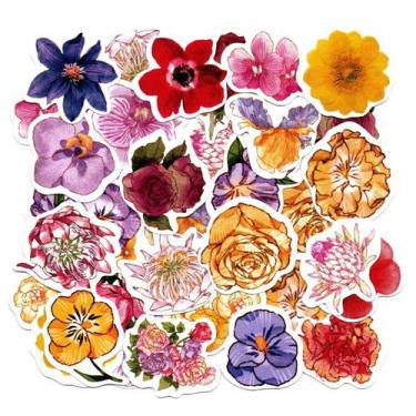 Imagem de Adesivos Decorativo Scrapbook Planner 46 Peças Color Flowers - Doce Te