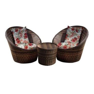 Imagem de Conjunto de Poltronas Fibra Sintética Bola - 2 Poltronas + 1 Mesa Cent