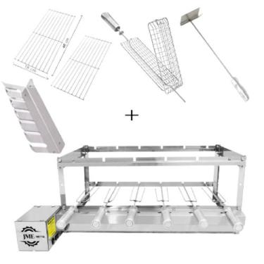Imagem de Churrasqueira Grill Inox 6 Espetos 100% Inox Kit J6 - JME METAL, Motor