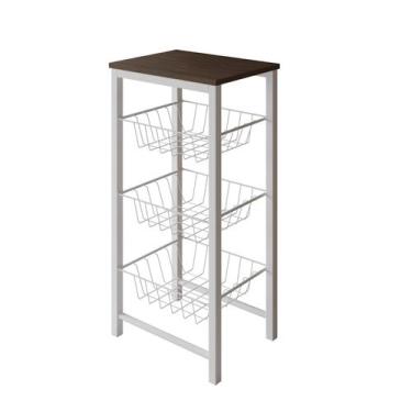 Imagem de Fruteira de Chão Cozinha Montada Aço Branco Tampo Amendoa Roma - Impér