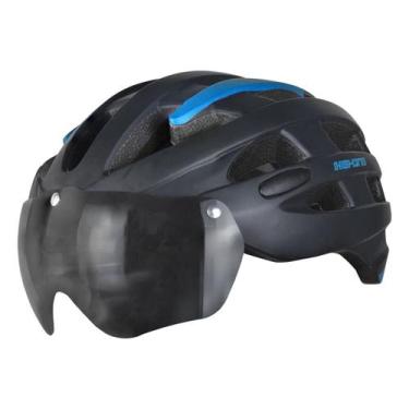 Imagem de Capacete Ciclista Bike MTB Casco New Óculos Com Luz High One, Azul, Pr