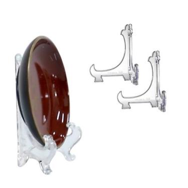 Imagem de Kit 2 Suportes Para Pratos e Azulejos Transparente 9cm - AC
