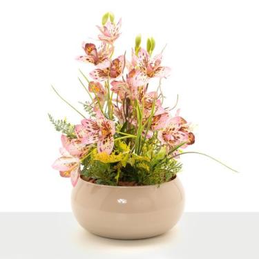 Imagem de Arranjo Orquídea Artificial Silicone Centro De Mesa Decorativo - Flora